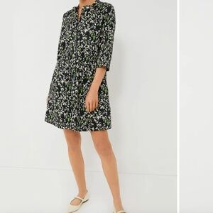 NWT Tuckernuck Women Verdant Iris ¾ Sleeve Mini Shirt Dress Sz M Black‎ Cotton